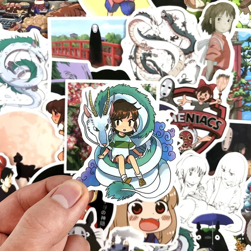 

10/50 pcs/set Hayao Miyazaki Cartoon Stickers Spirited Awa For Laptop Skateboard Luggage Scrapbook Graffiti Kid Toys Fob