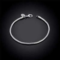 fashion simple silver plated snake chain 3mm snake bone bracelet suitable for womens wedding party jewelry accessories