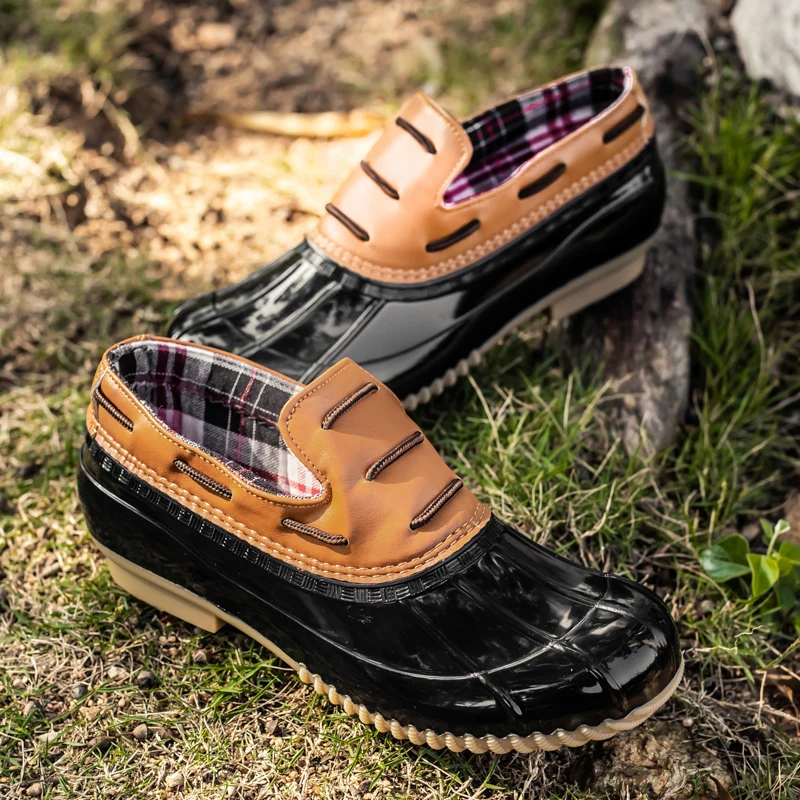 Женские ботинки на меху Wujie водонепроницаемые непромокаемые ботильоны резиновой