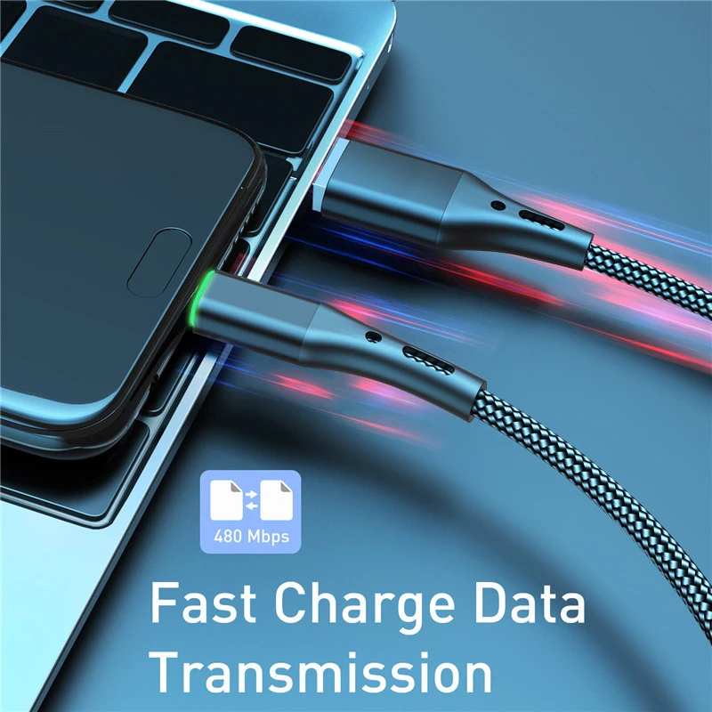 Кабель USB Type-C с функцией быстрой зарядки 360 ° сопротивления изгибу поддержка для