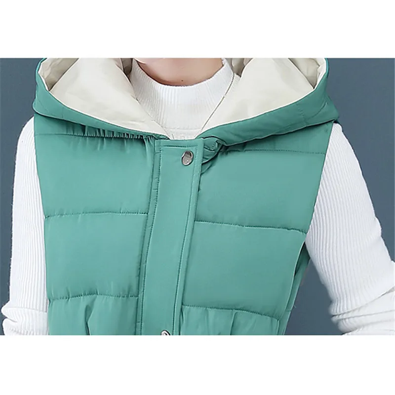 

Winter coat women yellow black S-2XL plus size sleeveless hooded vest 2020 autumn new Korean fashion slim long cotton vest JD934