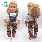 Одежда для куклы, подходит для детской белой рубашки 45 см, брюки-комбинезоны с мультяшным рисунком