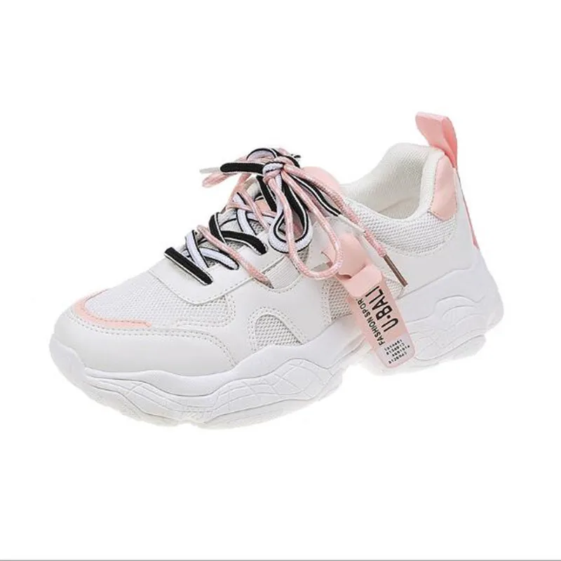 

Women Chunky Sneakers Vulcanize Shoes Korean Fashion New Female Black White Platform Thick Sole Running Casual Shoe Woman