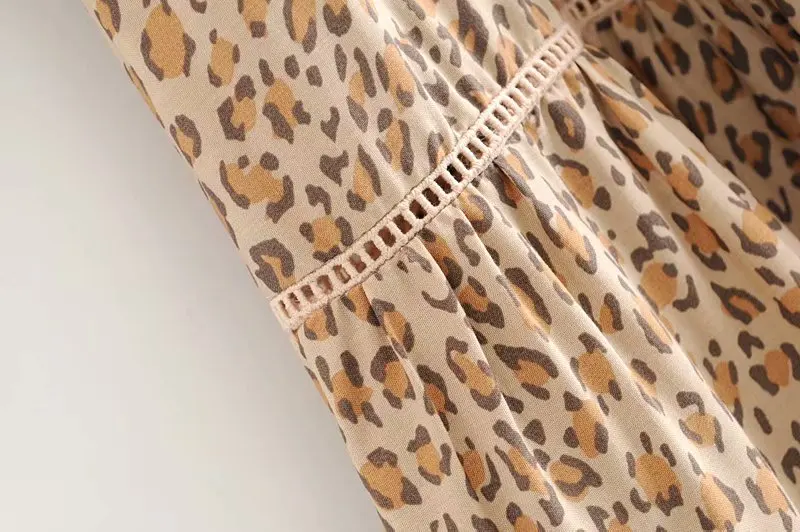 Винтажное шикарное женское платье с леопардовым принтом коротким рукавом