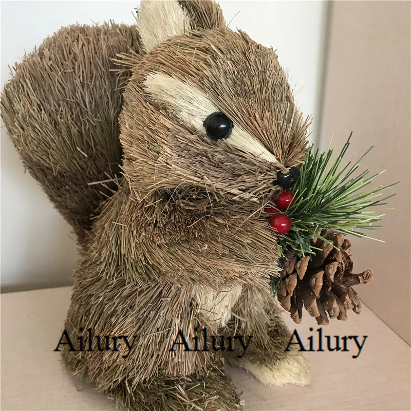 

High-20cm,cute Broad-tailed squirrel, small forest animal,Christmas pine cone decoration,storefront wedding window decoration