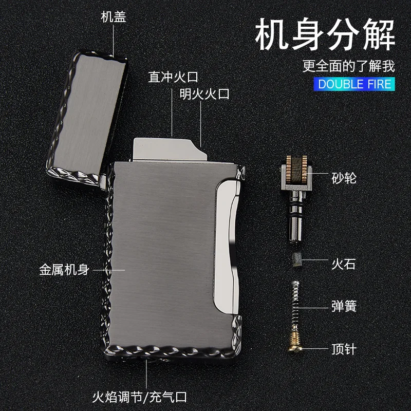 Новая турбо зажигалка Free Fire фонарь металлическая Кремниевая прямая струйная
