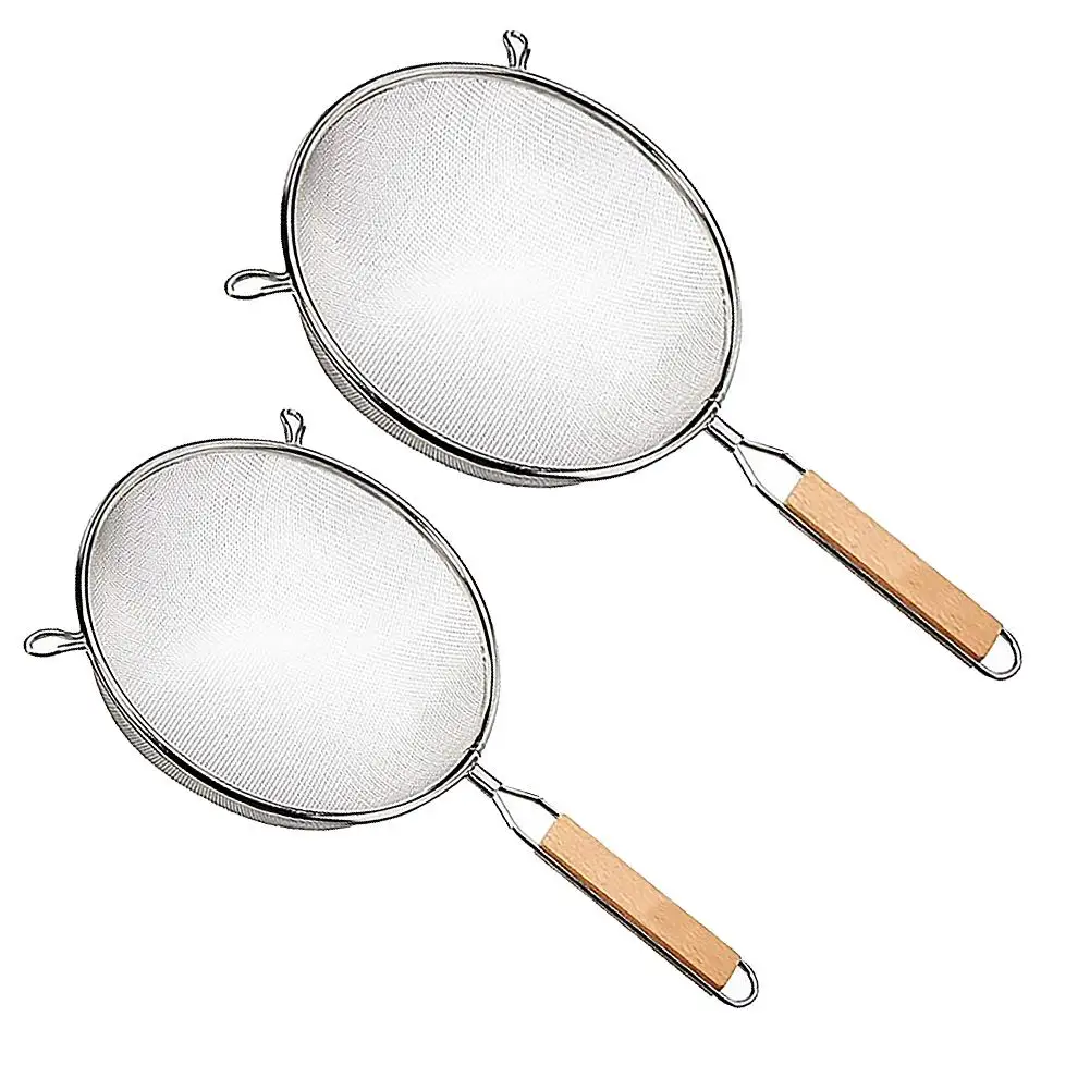 Мелкоячеистый пищевой фильтр 304 из нержавеющей стали дуршлаг-сито с деревянной