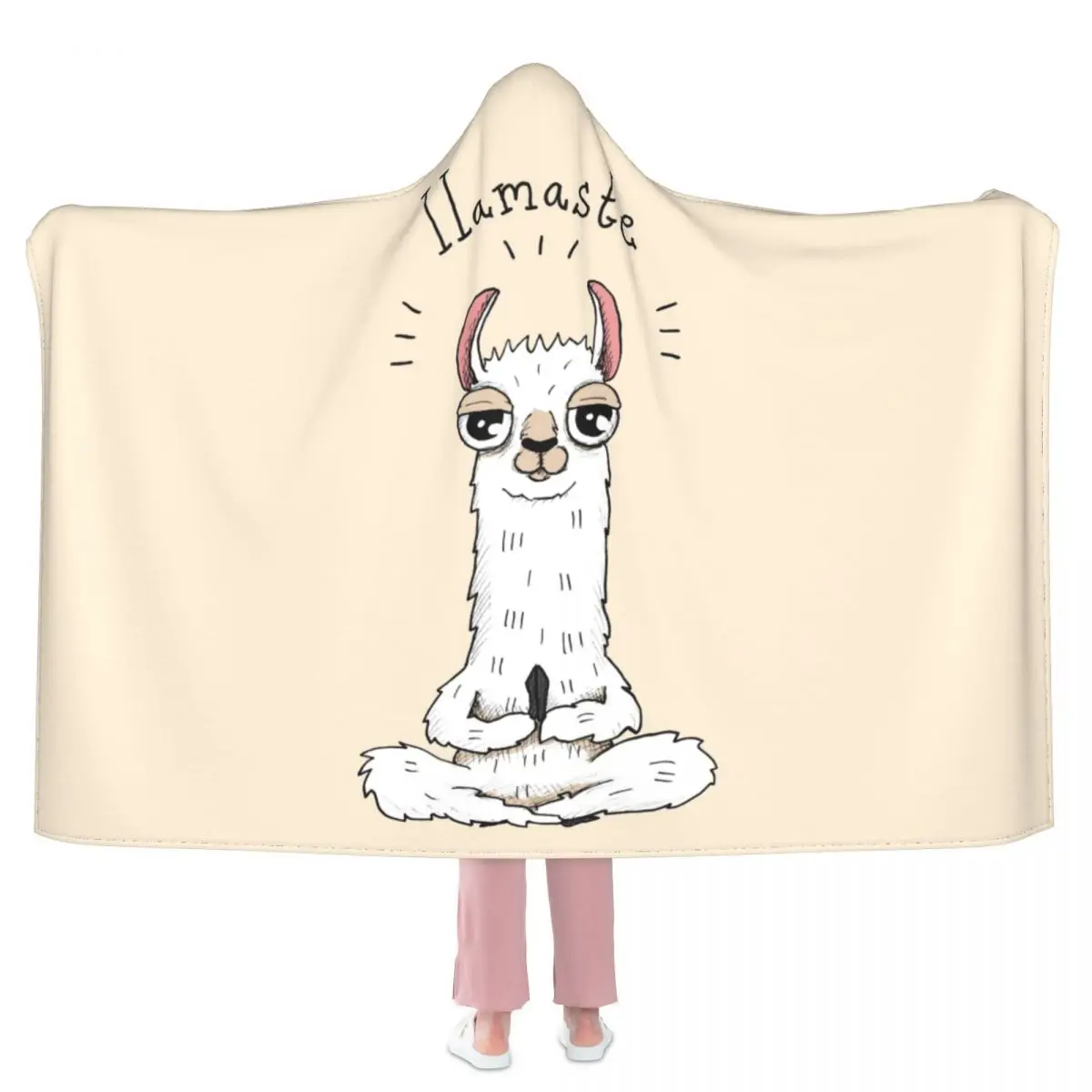 

Alpaca Yoga Pose With Llamaste Blanket Peru Animal Fleece Picnic Hoodie Blanket Soft Fashion Fuzzy Bedspread