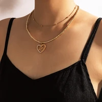 huatang charms heart love pendant necklace for women girls gold color beaded choker necklace weddings jewelry anniversary gift