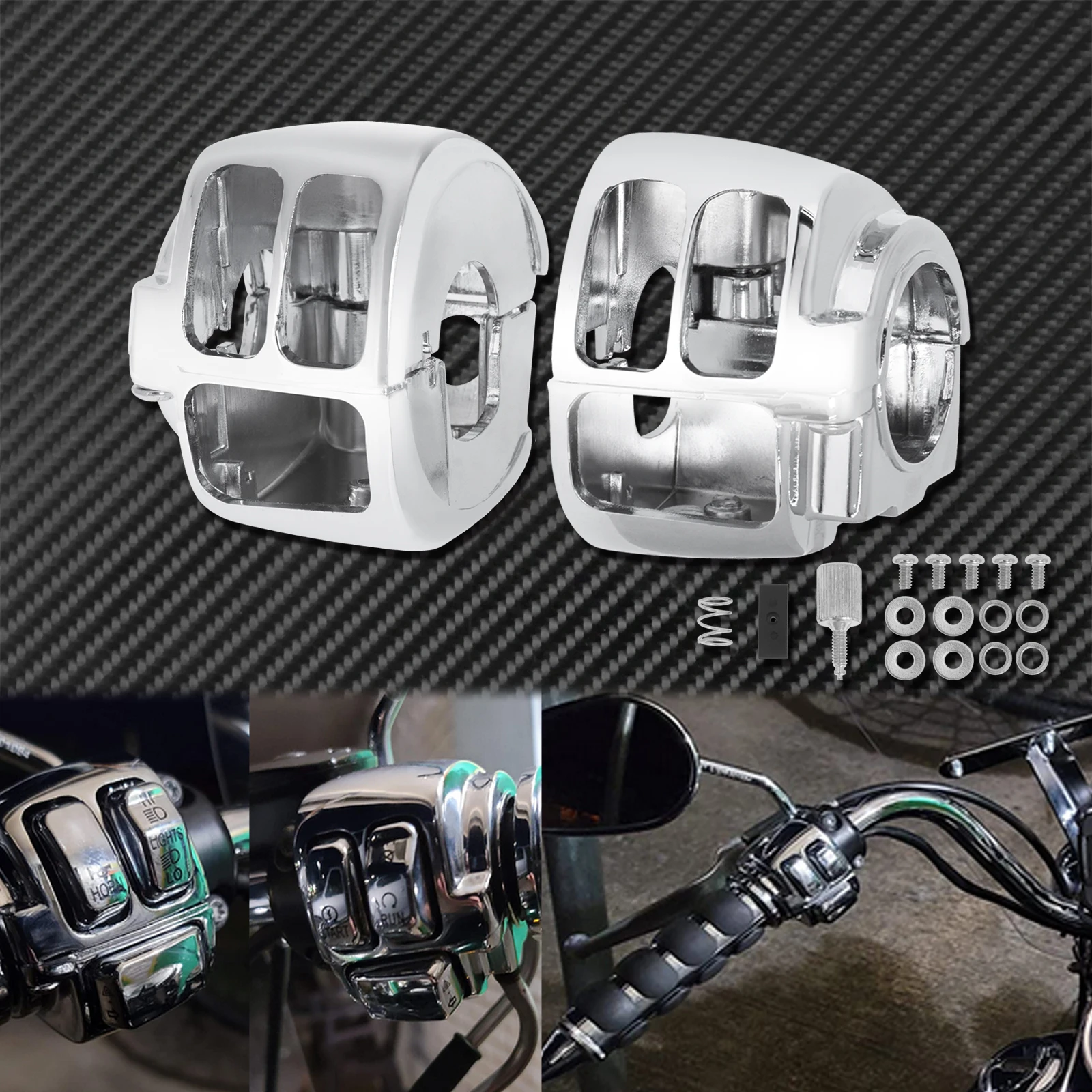 Фото Крышка корпуса переключателя мотоцикла черная/хромированная для Harley Softail Sportster XL883N Dyna Street Bob FXDB FXSB №5