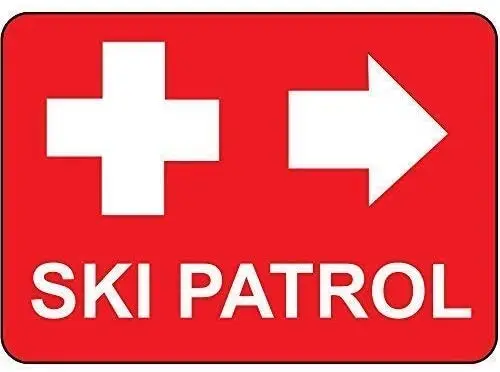 

Crysss Warning Sign Ski Patrol White On Red W Right Arrow Road Sign Business Sign 8X12 Inches Aluminum Metal Sign