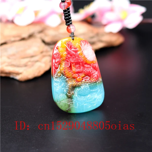 Натуральный цвет Нефритовый камень кулон дракона бусы ожерелье Китайский жадеит