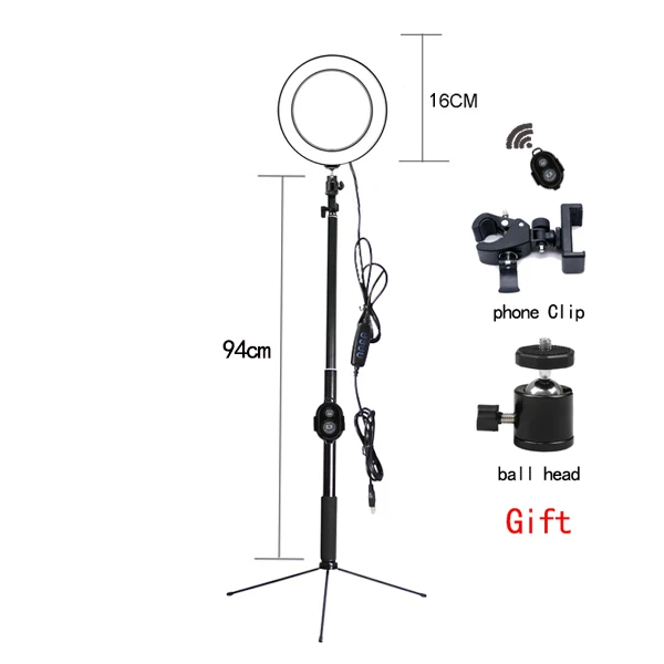 94cm tripod light1 BePotofone фото студия телефон видео выдвижной мини настольный светодиодный светильник кольцо 5500K фотография затемнения макияж кольцо лампа - Цвет: 94cm tripod light1