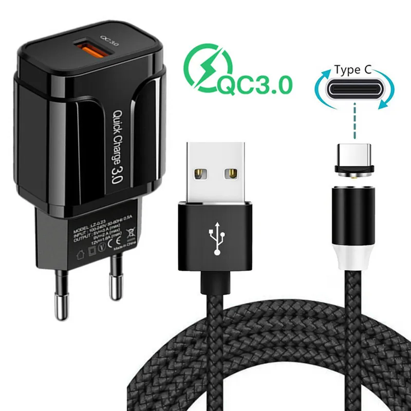 Магнитный зарядный кабель типа C QC 3 0 быстрое зарядное устройство USB для Samsung Galaxy S10