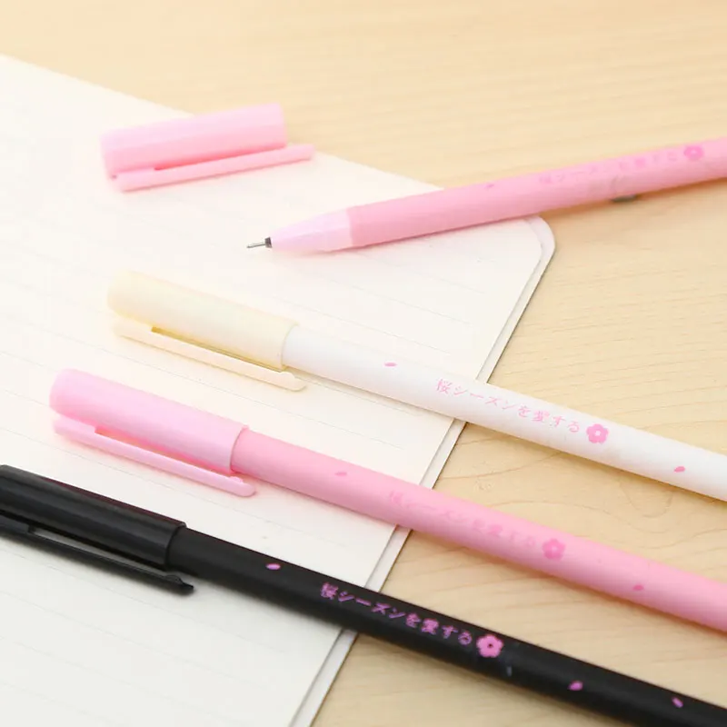 Японская Милая гелевая ручка Sakura, Шариковая роликовая Ручка Kawaii, для школы, офиса, Kawai, для детей, для подписи, стационарная, для магазина, черная, чернильная, 0,38 мм