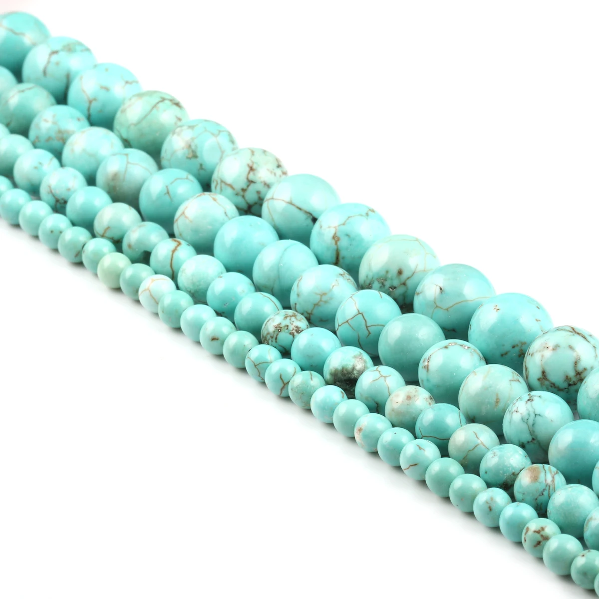 

Natural Stone White Green Turquoises Round Loose Beads 15" Strand 4 6 8 10 12 mm for Jewelry Making Necklace Bracelet