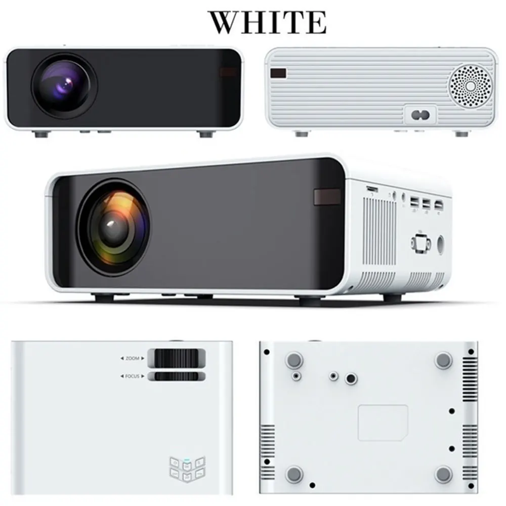 White W80 мультимедийный проектор медиаплеер домашний кинотеатр проводное/Беспроводное Зеркало экран 8500LM поддержка 4K HDMI/AV/TF/VGA ЖК-проектор - Цвет: White