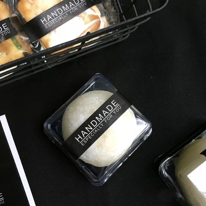 

160pcs/lot Black 'HANDMAND' pattern Rectangular Sealing Sticker DIY Gift Package Decorative Paper Label Stickers Scrapbooking