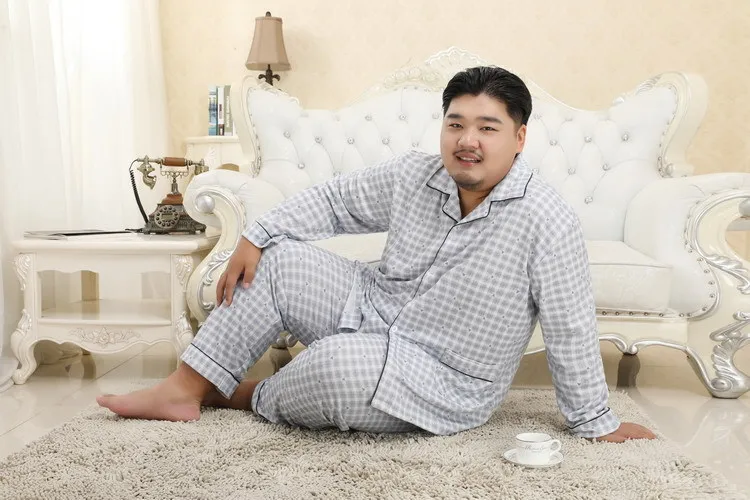 Новая распродажа 140 кг XXXXXL плюс размер хлопок пижамные комплекты мужские пижамы простые пижамы homme Повседневная Ночная одежда для мужчин