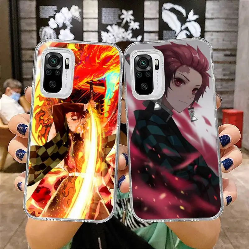 

Anime Demon Slayer Phone Case for xiaomi 11 redmi note 10 9 8 7 pro lite T A S 10T 9A 9S 8T pro 4G transparent coque funda