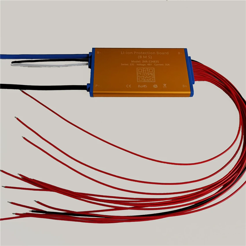 Super thin 48V 13S 15A 25A 35A Lithium battery BMS PCM PCB with heat sensor and on off switch for Hailong battery ebike battery