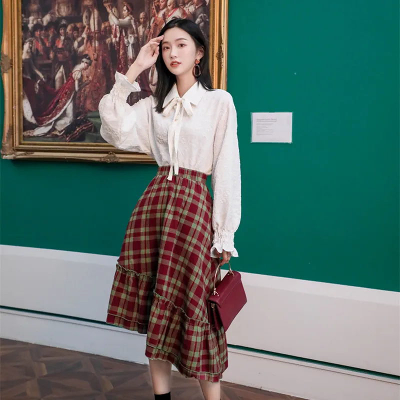 LANMREM 2020 Новая Осенняя мода Ретро Высокая талия Асимметричная гофрированная