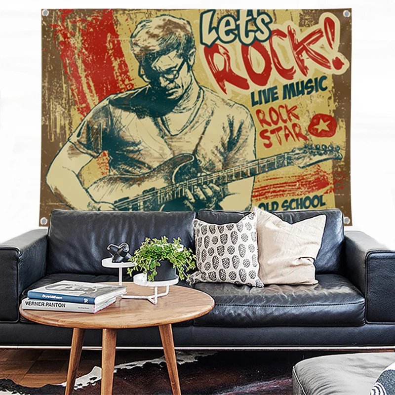 Флаг Let's Rock баннер музыкальная рок-группа украшение для дома подвесной флаг 4