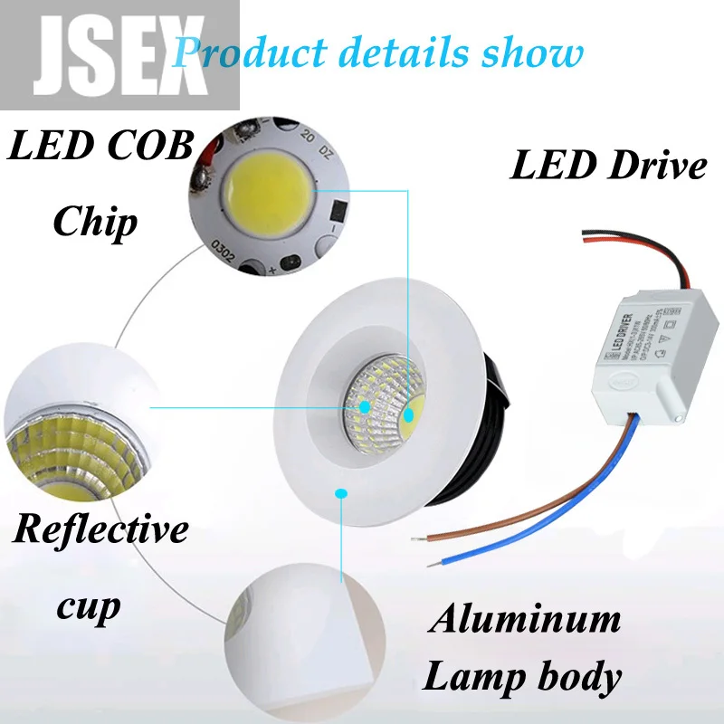 

Dimmable LED Downlight COB Ceiling Spot Lighting 3w Led Bulb Bedroom Kitchen Indoor ceiling recessed Lights AC110V 220V