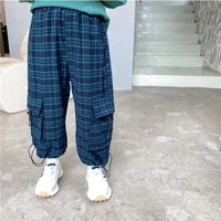 spring autumn fashion children pants for baby boys elastic pocket plaid work trousers kids infant casual sports pants 2 8t