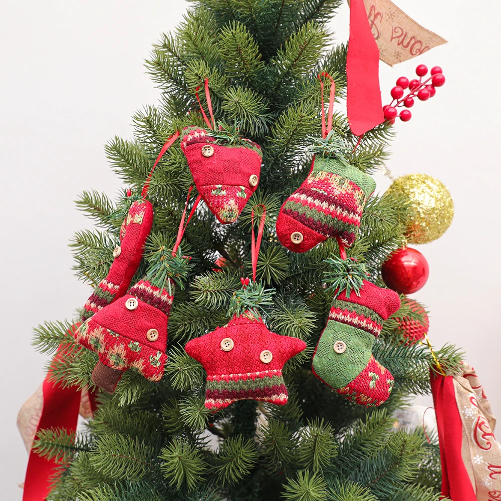 

2020 Christmas Decorations Tree Pendants Creative Christmas Socks Canes Gift Ornaments No Gift Box Scene Dress QUYING