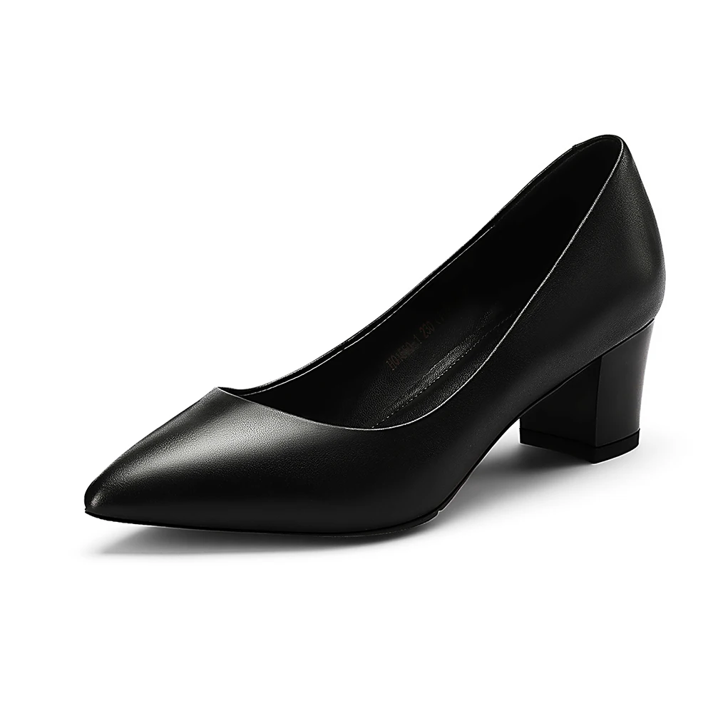 

Туфли-лодочки Acedichy женские на низком толстом каблуке, без застежки, офисные мягкие и удобные, черные, с острым носком, 30 мм, весна 2022