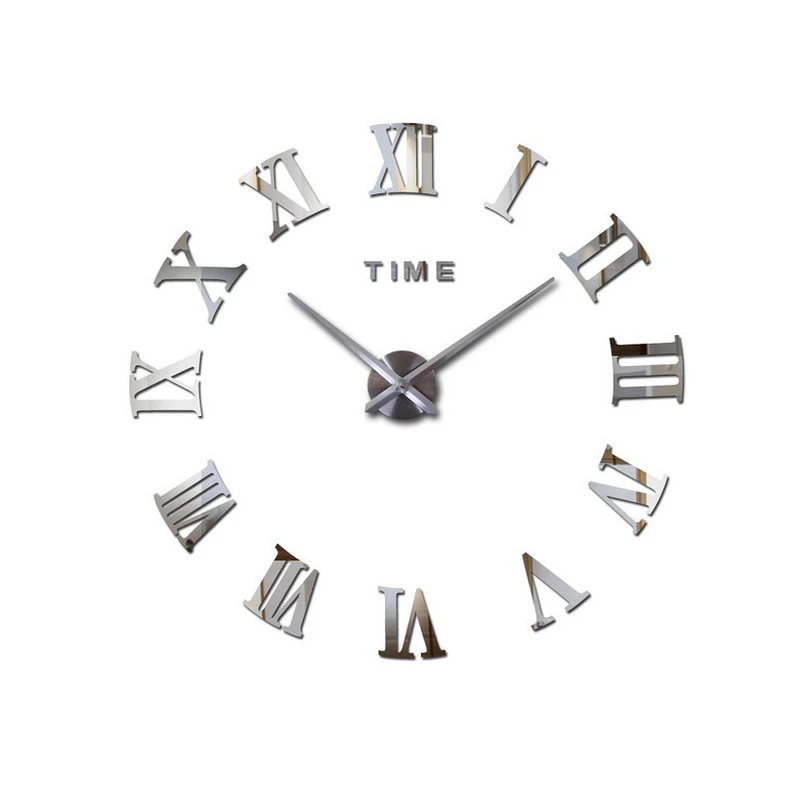 Современные DIY большие настенные часы кварцевые 3D акриловые зеркальные наклейки