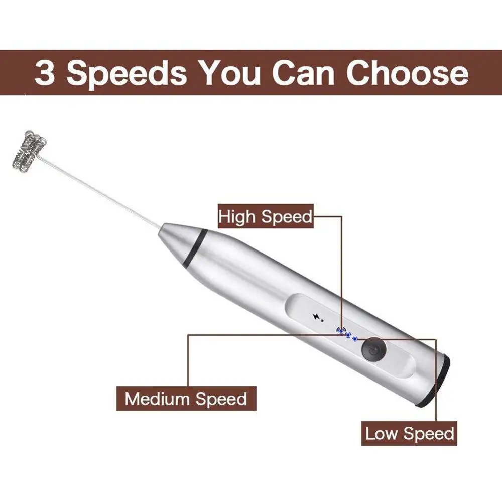 Электрический ручной вспениватель молока 2 венчика пенообразователь кухонный