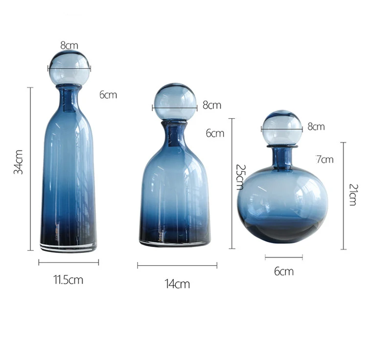 

High Quality Creative Glass Vase Pampas Dried Multicolor Flowers Grass Home Decoration Bottle Tabletop Classic Vase Accessories