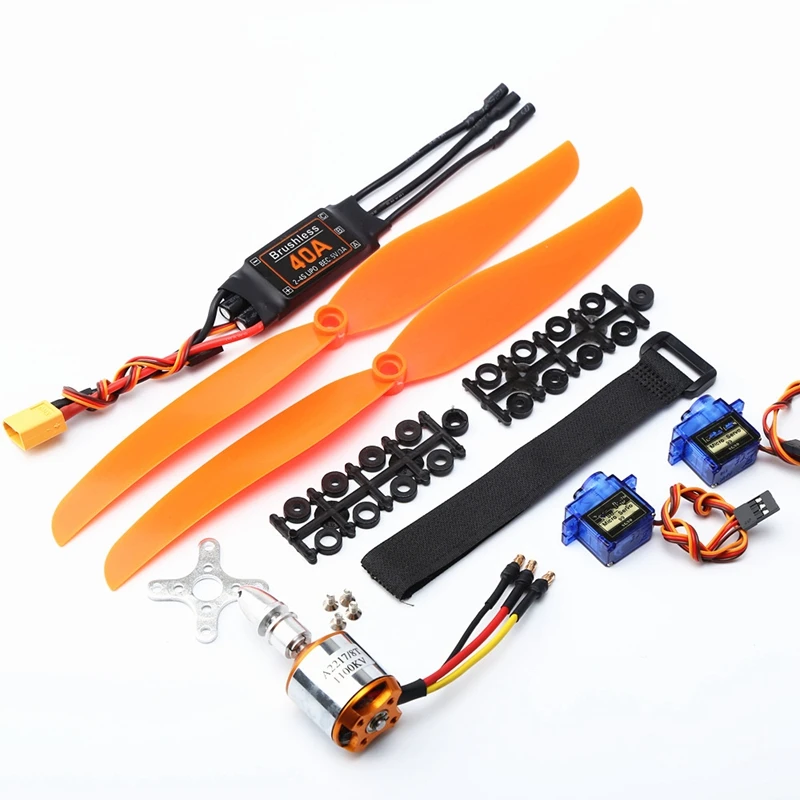 A2217 1100KV бесщеточный двигатель 40A ESC XT60 разъем SG90 9G Mini Servo 1060 Пропеллер для