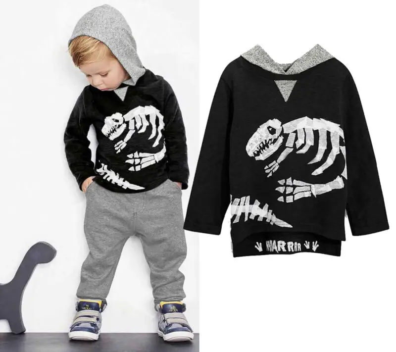 AU Stock Baby Boy Kids Dinosaur Hooded Clothes T-shirt Pullover+Pants Outfit Set | Детская одежда и обувь