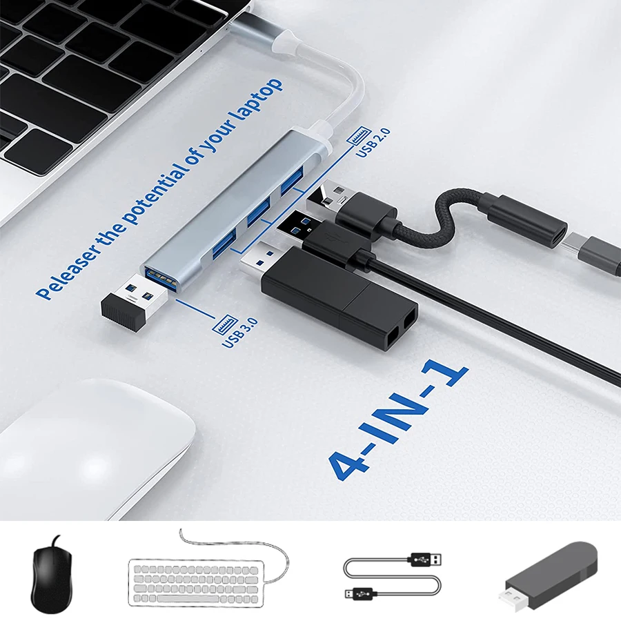 

USB-концентратор с 4 портами, 3,0 дюйма, USB Type-C