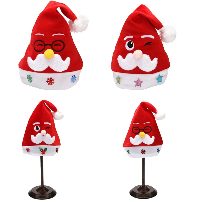 

Красная бархатная шапка с Санта Клаусом, Женская Шапка-бини, зимняя шапка, мягкая теплая Рождественская шапка с напуском