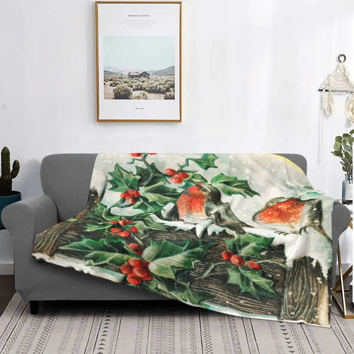 

Manta de Navidad con tarjeta de Navidad Vintage, colcha para cama a cuadros, cubrecamas a cuadros