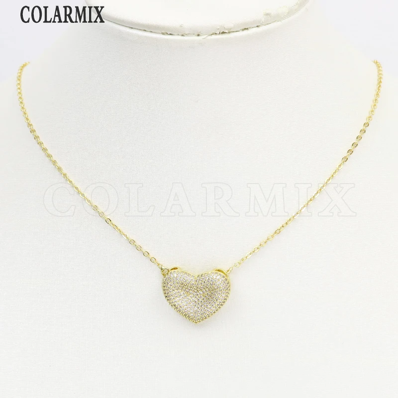 

3 Pcs Zircon Heart shape Pendant Necklace Gold chain Jewelry Necklace Jewelry Accessories Jewelry Necklace Gift 31873