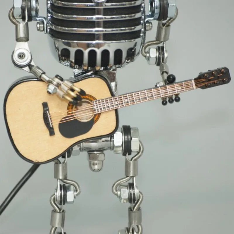 L&aacute;mpara Robot de micr&oacute;fono de Metal Vintage, atenuador t&aacute;ctil, l&aacute;mpara LED de mesa para guitarra, l&aacute;mpara de luz Solar de escritorio-3