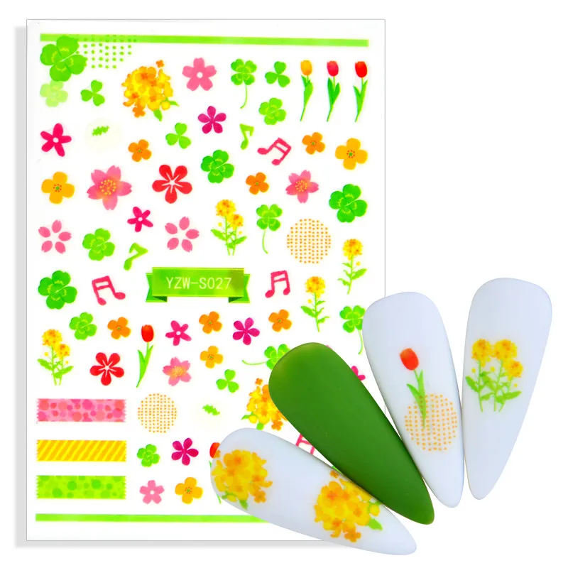 3D Классический Красочные Розы Цветок Стикер искусства ногтя Имитационные