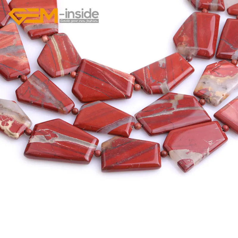 Gem-inside 25x30 мм,, красные бусины Jaspe r, бусины из натурального камня, свободные бусины для изготовления ювелирных изделий, нить 15 дюймов, Сделай сам