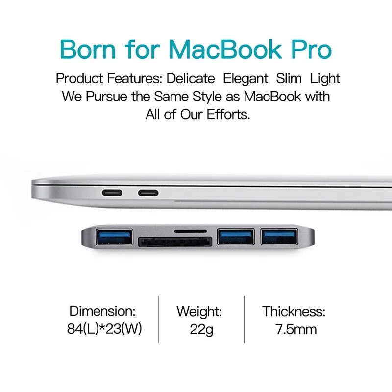 Концентратор USB C Snowkids адаптер 3 0 с кард ридером TF SD для MacBook Pro/Air Type Hub 12 &quot13&quot