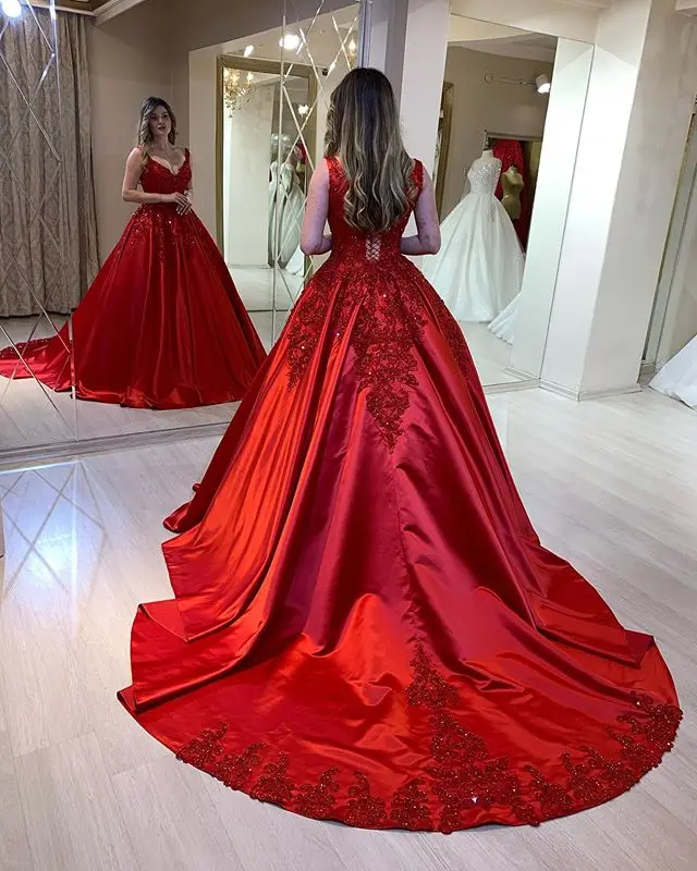 PEORCHID Luxury Princess Wedding Dress Lace Ball Gown 2020 New Short Sleeves  Arabic Vestidos Novia Vintage Bridal Dress