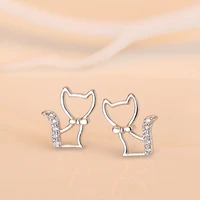 fashion earrings female korean personality bow earrings fox cat shape earrings micro inlaid with shining zircon accessories