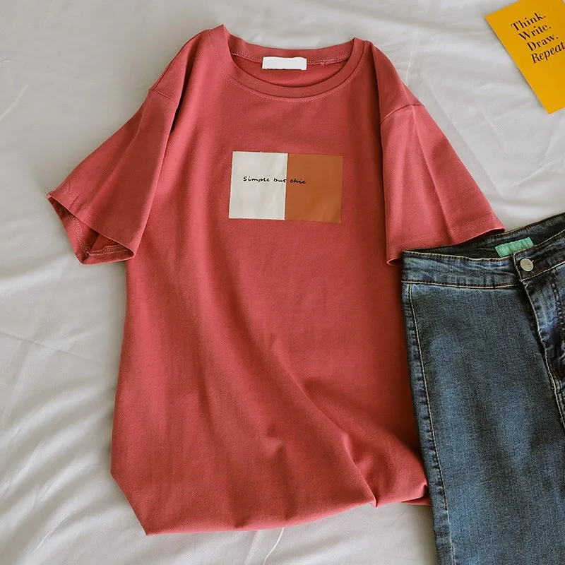 Футболка женская в стиле Харадзюку простой топ с коротким рукавом и надписью