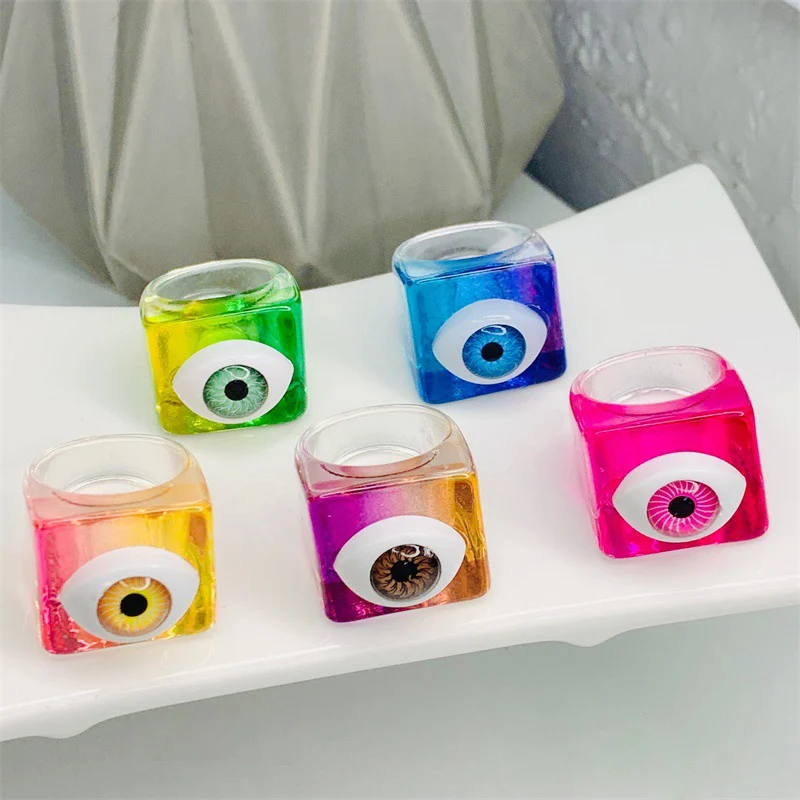 

2021 New Trend Devil's Eye Blue Eyes Resin Ring Funny Exaggerated Personality Cute Ring for Men Women Daily Party Jewelry Gift