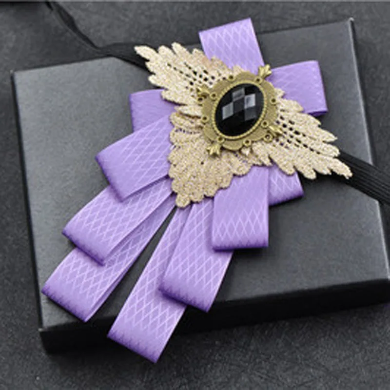 Purple 1 Новая модная повседневная многослойная бриллиантовая брошь с бабочкой, стразы, красная брошь для галстука-бабочки, набор для свадьбы, жениха, жениха, мужчин, карманный квадратный мужской - Цвет: Purple 1