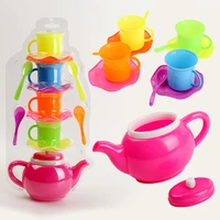 funny play house tea set toys teapot cup spoon sets toy safe material pour water and drink tea game kids baby gift toy